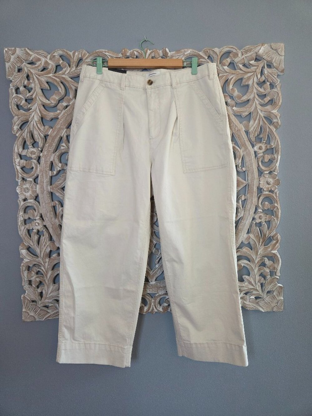 Banana Republic Authentic Chino Barrel Pants Cream White Women's 14
